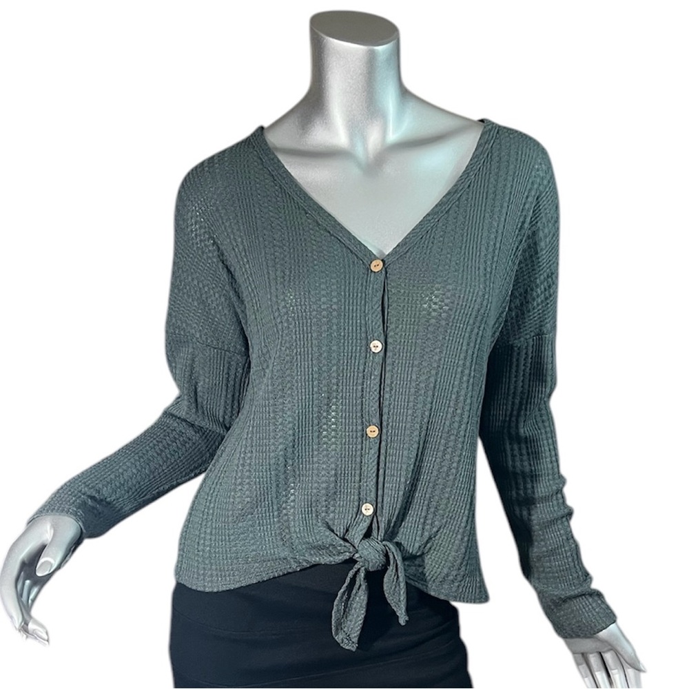 Women's Green Button-Up Sweater